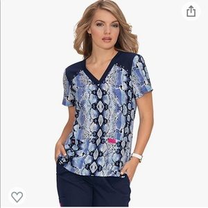 KOI Betsey Johnson Women's Cute & Unique Design snake skin scrub top